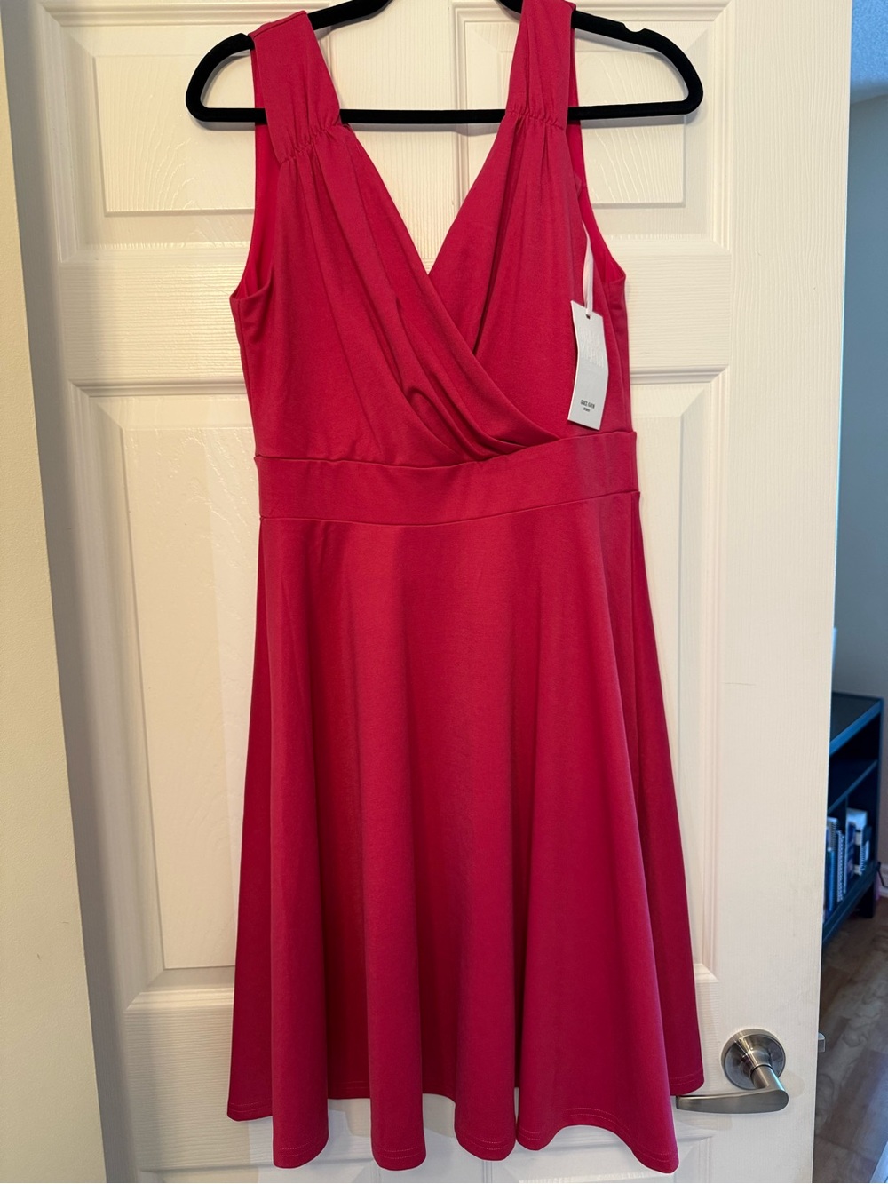 Grace Karin Sleeveless Deep V-Neck Fuchsia A-Line Dress